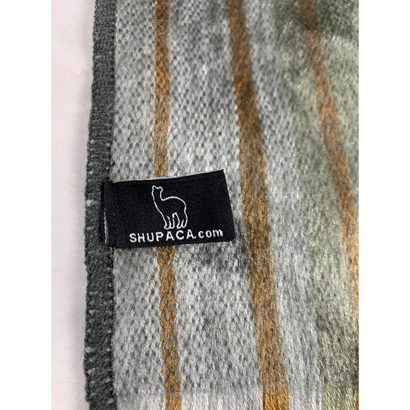 Shupaca Alpaca 80% Blend Scarf 76” X 11” Gray Green Stripe Brushed Cozy Soft - Picture 2 of 5